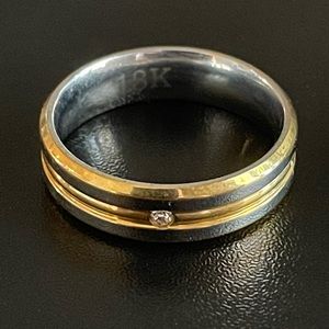 18k gold silver titanium ring size 9
